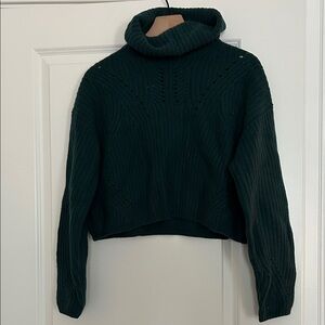 Thakoon Dark Green Cable Knit Turtleneck Sweater